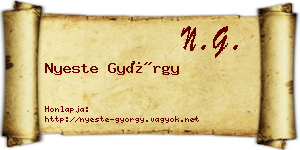 Nyeste György névjegykártya