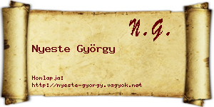 Nyeste György névjegykártya